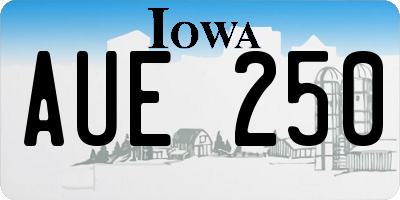 IA license plate AUE250