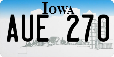 IA license plate AUE270