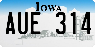 IA license plate AUE314