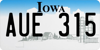 IA license plate AUE315