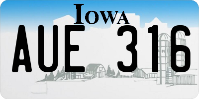 IA license plate AUE316