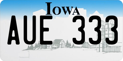 IA license plate AUE333