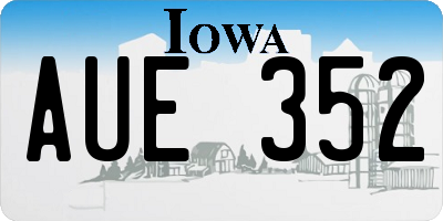 IA license plate AUE352