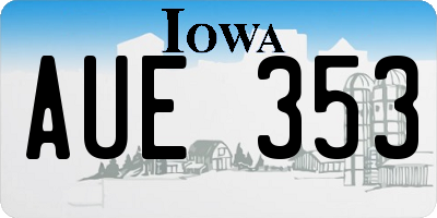 IA license plate AUE353