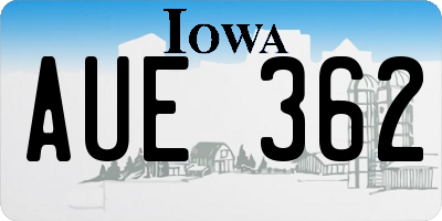 IA license plate AUE362