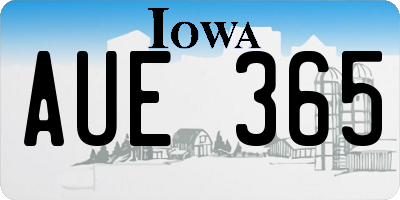 IA license plate AUE365