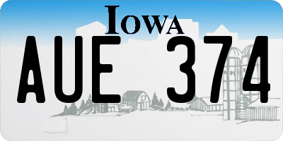 IA license plate AUE374