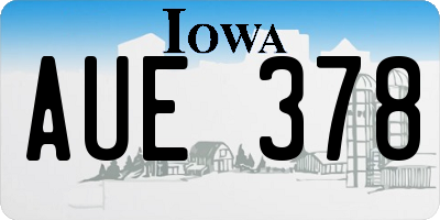 IA license plate AUE378