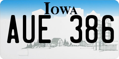 IA license plate AUE386