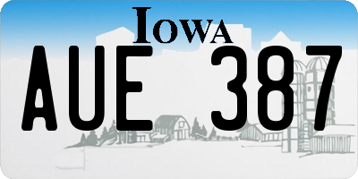 IA license plate AUE387