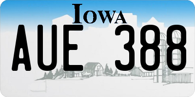IA license plate AUE388