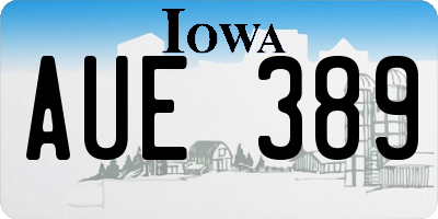 IA license plate AUE389