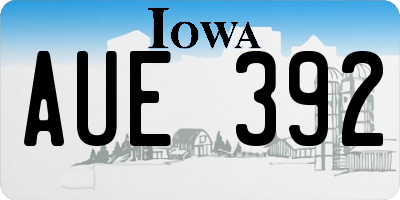IA license plate AUE392