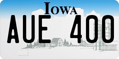IA license plate AUE400