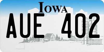 IA license plate AUE402