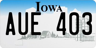IA license plate AUE403
