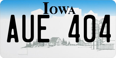 IA license plate AUE404