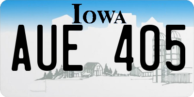 IA license plate AUE405