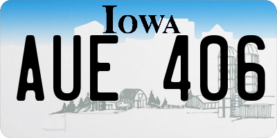 IA license plate AUE406