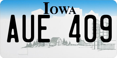 IA license plate AUE409