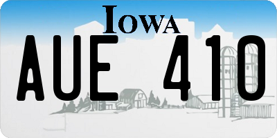 IA license plate AUE410
