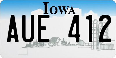 IA license plate AUE412
