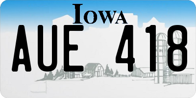 IA license plate AUE418