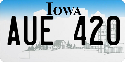 IA license plate AUE420