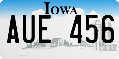 IA license plate AUE456