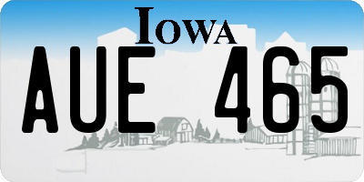 IA license plate AUE465