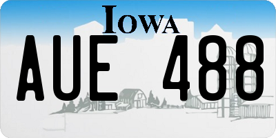 IA license plate AUE488