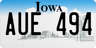 IA license plate AUE494