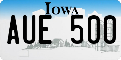 IA license plate AUE500