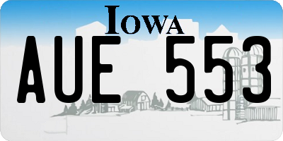 IA license plate AUE553