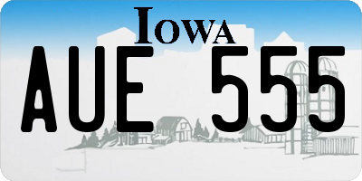 IA license plate AUE555