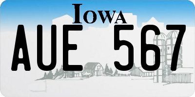 IA license plate AUE567