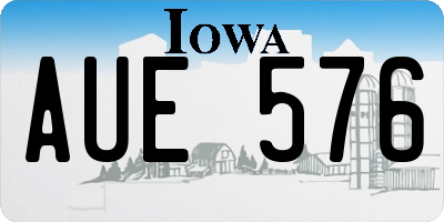 IA license plate AUE576