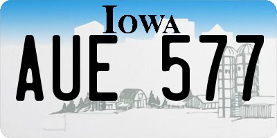 IA license plate AUE577