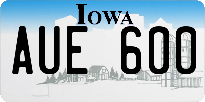 IA license plate AUE600