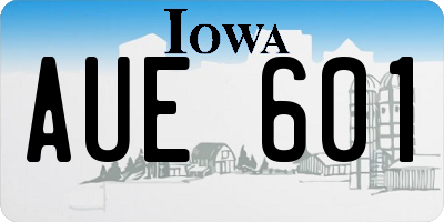 IA license plate AUE601
