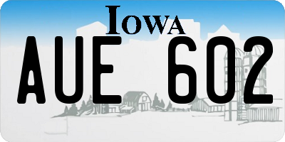 IA license plate AUE602