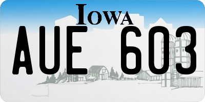 IA license plate AUE603