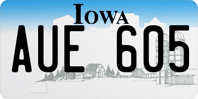 IA license plate AUE605