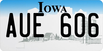 IA license plate AUE606