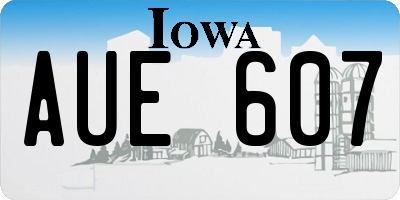IA license plate AUE607