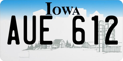 IA license plate AUE612