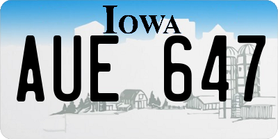 IA license plate AUE647