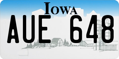 IA license plate AUE648