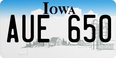 IA license plate AUE650