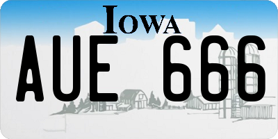 IA license plate AUE666